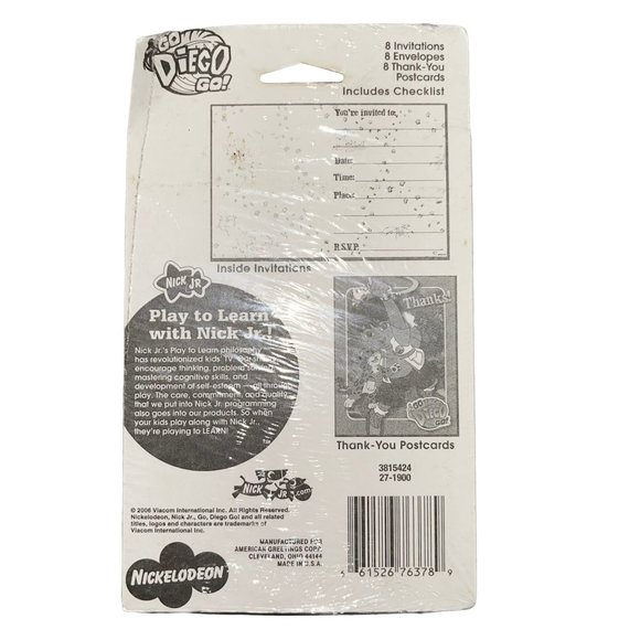 NIP American Greeting Go Diego Go Birthday Party Invitations Thank You Cards 3Pk - Picture 3 of 3